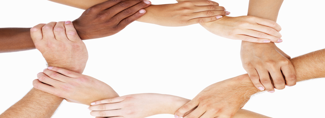 Group of human hands showing unity
